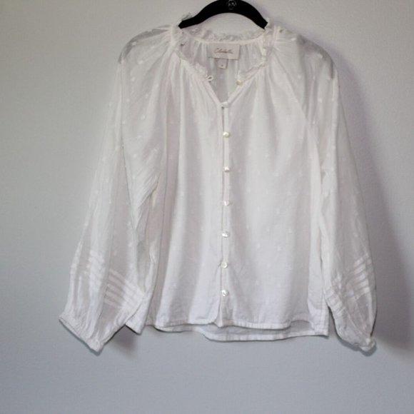 Cleobella Anthropologie Antonia Button Peasant Blouse White Boho Small H13419 - Picture 2 of 11